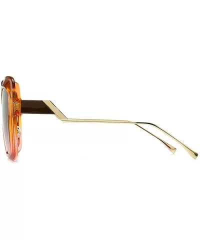 Fashion Large Frame Cat Sunglasses Lady Vintage Square Gradient Sun Glasses UV400 - Orange - C818RH67H46 $8.71 Square