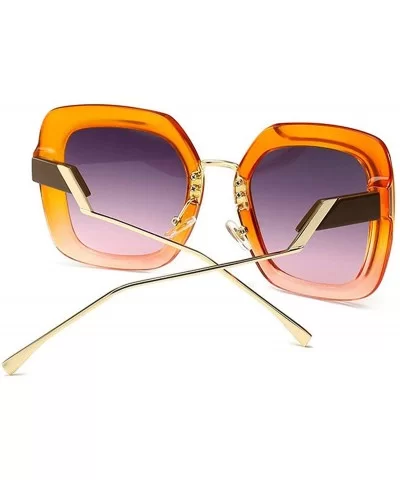 Fashion Large Frame Cat Sunglasses Lady Vintage Square Gradient Sun Glasses UV400 - Orange - C818RH67H46 $8.71 Square