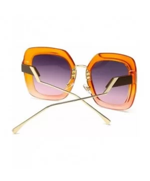 Fashion Large Frame Cat Sunglasses Lady Vintage Square Gradient Sun Glasses UV400 - Orange - C818RH67H46 $8.71 Square