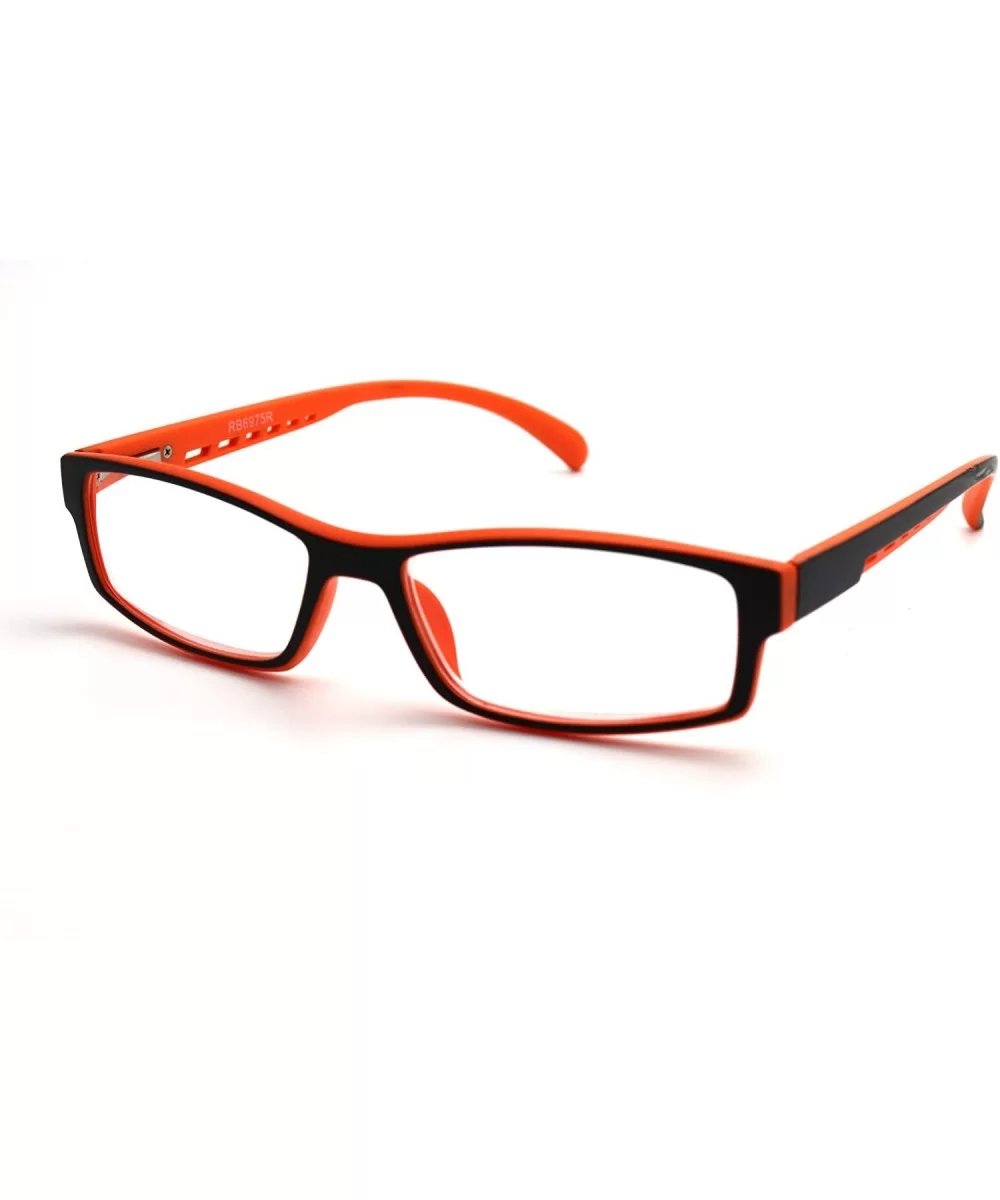 Soft Matte Black w/ 2 Tone Reading Glasses Spring Hinge 0.74 Oz - Matte Black Orange - CC12C1Y0E8H $16.34 Rectangular