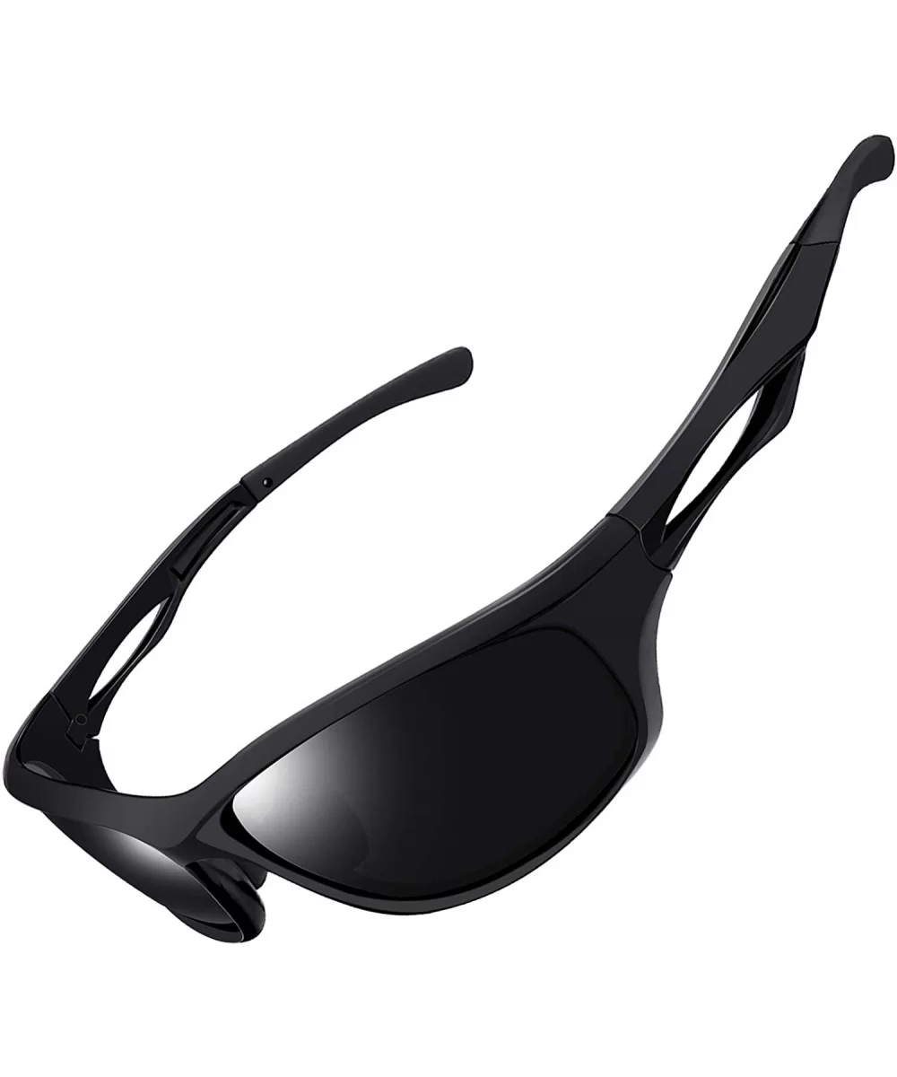 Polarized Sport Sunglasses for Men Women UV400 Sports Sun Glasses Shades - Matte Black - CV18DHYCUWG $10.43 Sport