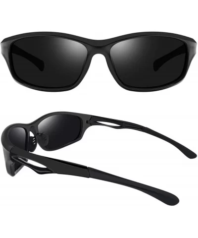 Polarized Sport Sunglasses for Men Women UV400 Sports Sun Glasses Shades - Matte Black - CV18DHYCUWG $10.43 Sport