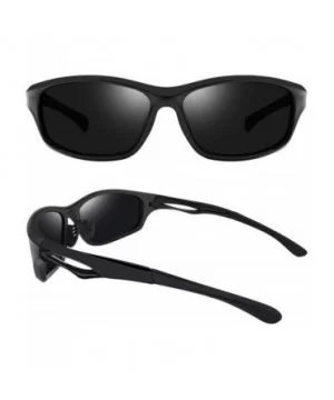 Polarized Sport Sunglasses for Men Women UV400 Sports Sun Glasses Shades - Matte Black - CV18DHYCUWG $10.43 Sport