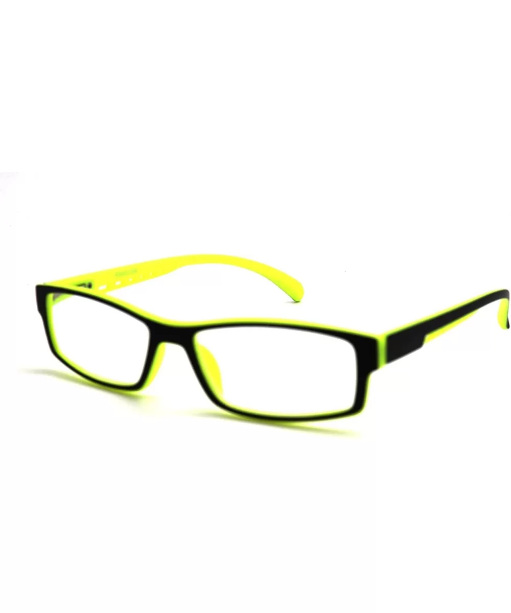 Soft Matte Black w/ 2 Tone Reading Glasses Spring Hinge 0.74 Oz - Matte Black Yellow - C212C1Y0E73 $14.33 Rectangular