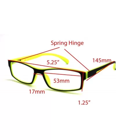 Soft Matte Black w/ 2 Tone Reading Glasses Spring Hinge 0.74 Oz - Matte Black Yellow - C212C1Y0E73 $14.33 Rectangular