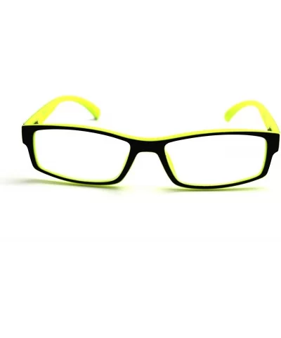 Soft Matte Black w/ 2 Tone Reading Glasses Spring Hinge 0.74 Oz - Matte Black Yellow - C212C1Y0E73 $14.33 Rectangular