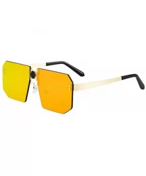 Fashion Square Sunglasses Women Brand Designer Rimless Red Mirror Sun Glasses Men UV400 - Red - CF194MH4MW2 $9.20 Square