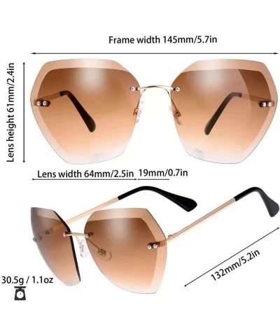 Sunglasses For Women Oversized Rimless Diamond Cutting Lens Sun Glasses - Exquisite Packaging - 965809-gold - CJ18AQH6C4G $7....