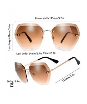 Sunglasses For Women Oversized Rimless Diamond Cutting Lens Sun Glasses - Exquisite Packaging - 965809-gold - CJ18AQH6C4G $7....