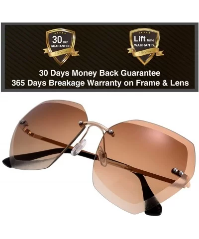 Sunglasses For Women Oversized Rimless Diamond Cutting Lens Sun Glasses - Exquisite Packaging - 965809-gold - CJ18AQH6C4G $7....