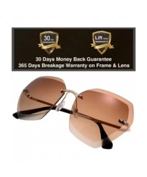 Sunglasses For Women Oversized Rimless Diamond Cutting Lens Sun Glasses - Exquisite Packaging - 965809-gold - CJ18AQH6C4G $7....