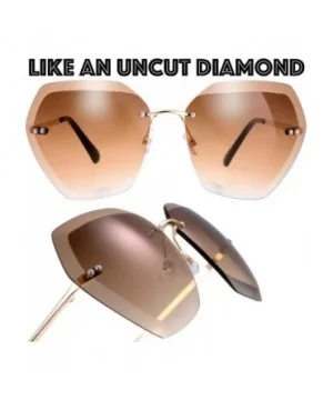 Sunglasses For Women Oversized Rimless Diamond Cutting Lens Sun Glasses - Exquisite Packaging - 965809-gold - CJ18AQH6C4G $7....