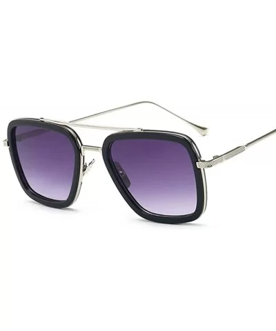 Fashion Flight Style Sunglasses Men Square Sunglasses Women - Silverdoublegray - CS190SD52KK $26.05 Square