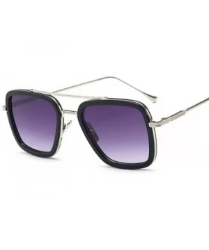 Fashion Flight Style Sunglasses Men Square Sunglasses Women - Silverdoublegray - CS190SD52KK $26.05 Square