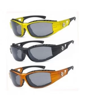 3 Pairs Padded Foam Wind Resistant Riding Sunglasses - Yellow/Black/Orange - CT12O5WR73V $14.69 Wrap