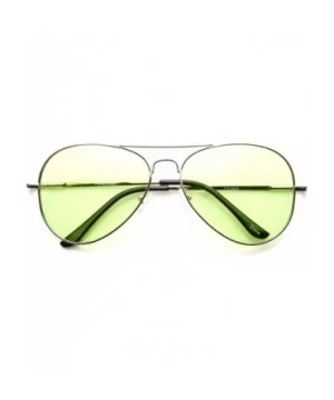 Colorful Premium Silver Metal Aviator Glasses with Color Lens Sunglasses (Green) - CO11ESILRPT $9.12 Aviator