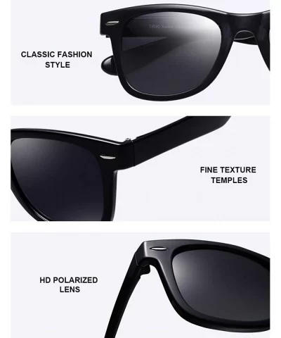 Vintage Square Sunglasses for Men Women Polarized UV Protection Acetate Frame Sunglass - Tr Black - CD18M0T0CXZ $15.09 Wayfarer