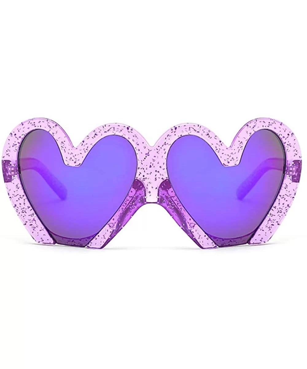 Fun Bling Large Sunglasses Glittered Oversized Heart Frame Beach Party Costume - Glittered Purple - CP18OQGD4AY $11.21 Oversized