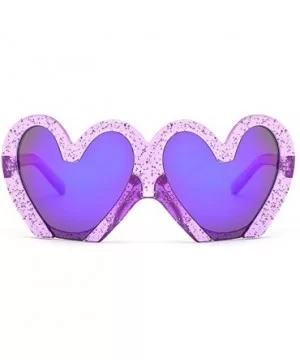 Fun Bling Large Sunglasses Glittered Oversized Heart Frame Beach Party Costume - Glittered Purple - CP18OQGD4AY $11.21 Oversized