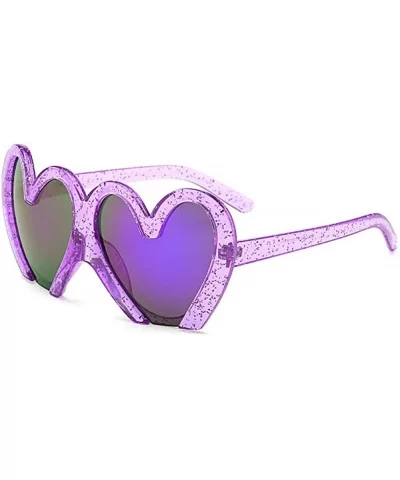 Fun Bling Large Sunglasses Glittered Oversized Heart Frame Beach Party Costume - Glittered Purple - CP18OQGD4AY $11.21 Oversized