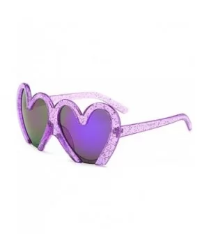 Fun Bling Large Sunglasses Glittered Oversized Heart Frame Beach Party Costume - Glittered Purple - CP18OQGD4AY $11.21 Oversized