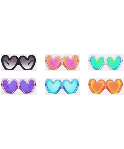 Fun Bling Large Sunglasses Glittered Oversized Heart Frame Beach Party Costume - Glittered Purple - CP18OQGD4AY $11.21 Oversized