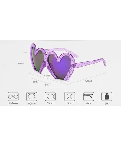 Fun Bling Large Sunglasses Glittered Oversized Heart Frame Beach Party Costume - Glittered Purple - CP18OQGD4AY $11.21 Oversized