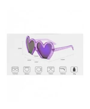 Fun Bling Large Sunglasses Glittered Oversized Heart Frame Beach Party Costume - Glittered Purple - CP18OQGD4AY $11.21 Oversized