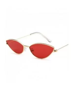 Metal Frame Women Cat Eye Sunglasses Cute Sexy Summer Retro Small Black Red Cateye Sun Glasses UV400 - Clear - CB197A2T9GU $2...