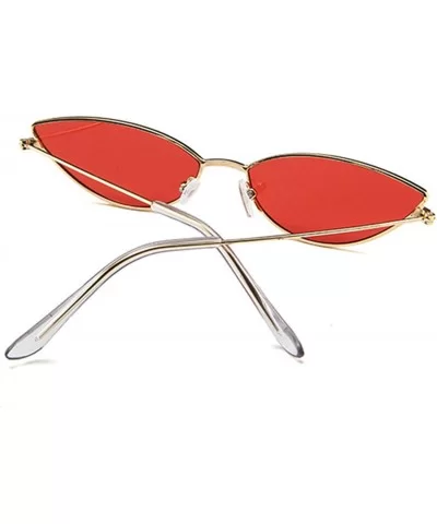 Metal Frame Women Cat Eye Sunglasses Cute Sexy Summer Retro Small Black Red Cateye Sun Glasses UV400 - Clear - CB197A2T9GU $2...