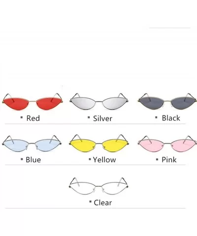 Metal Frame Women Cat Eye Sunglasses Cute Sexy Summer Retro Small Black Red Cateye Sun Glasses UV400 - Clear - CB197A2T9GU $2...