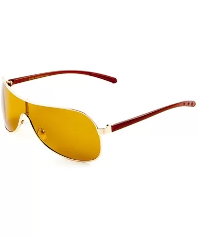 Blue Blocking Sunglasses Safety One Piece Polarized Lens Sport Glasses - Gold - CZ17YCQZ5AM $8.55 Sport