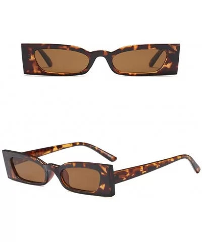 Small Sunglasses Women Vintage Rectangle Female Sun Glasses Cat Eye Ladies Gift - Leopard - CE18LZDSIQT $8.19 Square