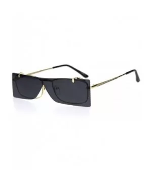 Unisex Funky Shield Flip Up Retro Rectangular Victorian Sunglasses - Gold Black - CM18TSXNSTU $11.99 Rectangular