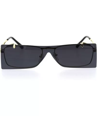 Unisex Funky Shield Flip Up Retro Rectangular Victorian Sunglasses - Gold Black - CM18TSXNSTU $11.99 Rectangular