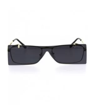 Unisex Funky Shield Flip Up Retro Rectangular Victorian Sunglasses - Gold Black - CM18TSXNSTU $11.99 Rectangular