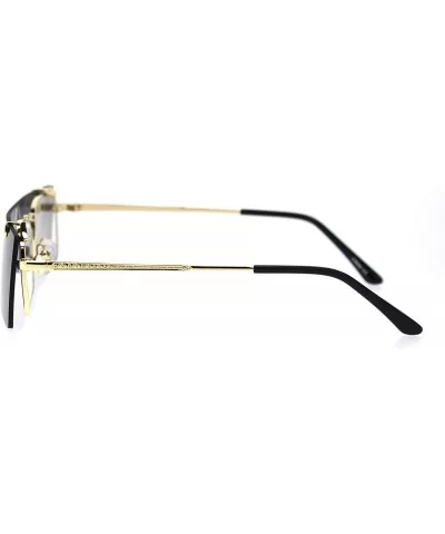 Unisex Funky Shield Flip Up Retro Rectangular Victorian Sunglasses - Gold Black - CM18TSXNSTU $11.99 Rectangular