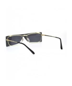 Unisex Funky Shield Flip Up Retro Rectangular Victorian Sunglasses - Gold Black - CM18TSXNSTU $11.99 Rectangular