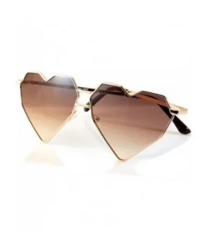 Mega Size Metal Color Tinted Two Tone Gradient Lens Heart Sunglasses A177 - Brownish Black - CI18DIUL5YD $8.63 Oversized