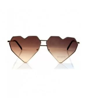 Mega Size Metal Color Tinted Two Tone Gradient Lens Heart Sunglasses A177 - Brownish Black - CI18DIUL5YD $8.63 Oversized