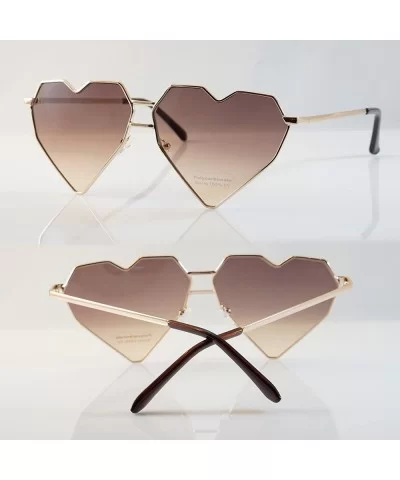 Mega Size Metal Color Tinted Two Tone Gradient Lens Heart Sunglasses A177 - Brownish Black - CI18DIUL5YD $8.63 Oversized