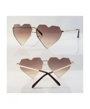 Mega Size Metal Color Tinted Two Tone Gradient Lens Heart Sunglasses A177 - Brownish Black - CI18DIUL5YD $8.63 Oversized