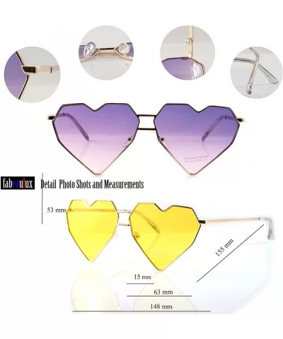 Mega Size Metal Color Tinted Two Tone Gradient Lens Heart Sunglasses A177 - Brownish Black - CI18DIUL5YD $8.63 Oversized