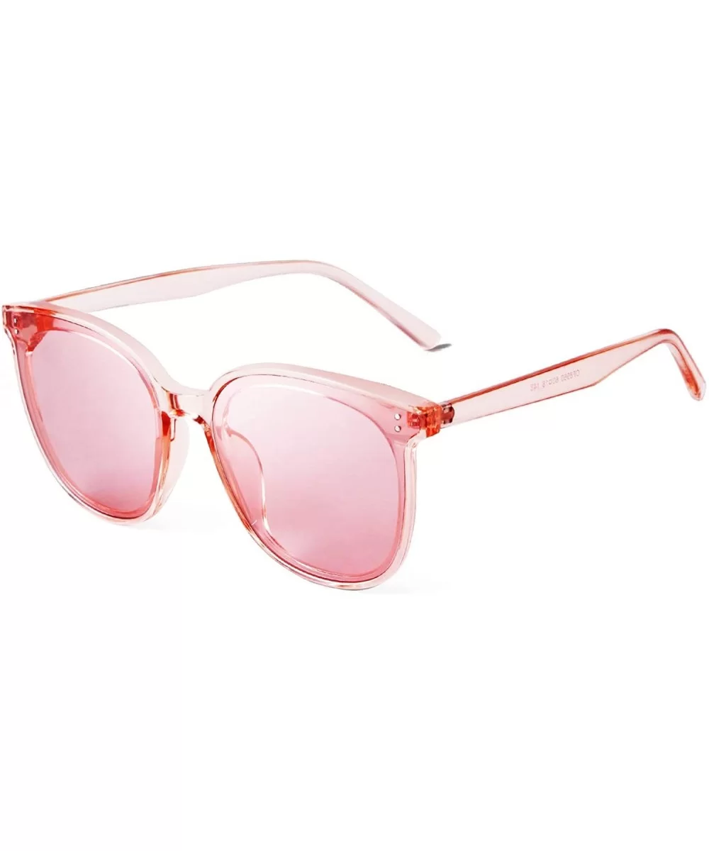 Fashion Round Sunglasses for Women Men Oversized Vintage Shades - Pink Frame Pink Lens - CP1960XZOC4 $9.29 Oversized