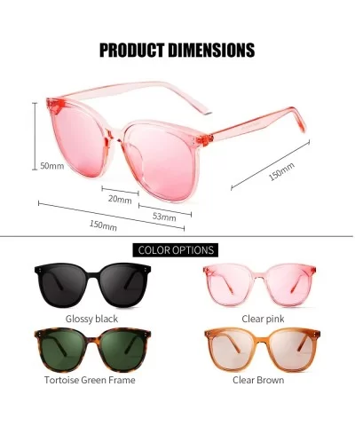 Fashion Round Sunglasses for Women Men Oversized Vintage Shades - Pink Frame Pink Lens - CP1960XZOC4 $9.29 Oversized