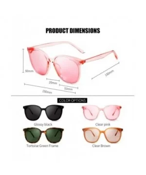 Fashion Round Sunglasses for Women Men Oversized Vintage Shades - Pink Frame Pink Lens - CP1960XZOC4 $9.29 Oversized