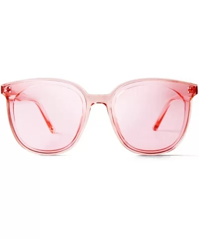 Fashion Round Sunglasses for Women Men Oversized Vintage Shades - Pink Frame Pink Lens - CP1960XZOC4 $9.29 Oversized