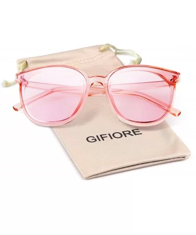 Fashion Round Sunglasses for Women Men Oversized Vintage Shades - Pink Frame Pink Lens - CP1960XZOC4 $9.29 Oversized