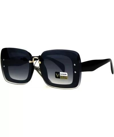 Womens Square Sunglasses Rims Behind Lens Vintage Fashion Shades - Black - C0189ZADGGX $9.67 Square