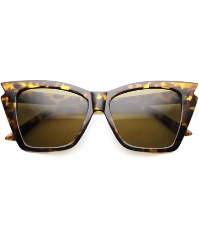 Womens Cat Eye Sunglasses With UV400 Protected Composite Lens - Yellow / Brown - CD122XJFOR1 $8.45 Cat Eye